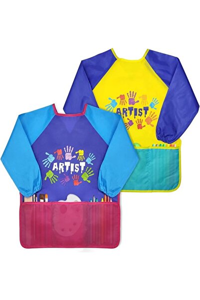 Bukela Kids Art Smock Waterproof Long Sleeve Apron with 3 Pockets for Childre...