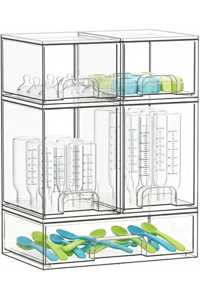 AOHRYME 5 Pack Bottle Storage Organizer Baby, Acrylic Bottles Station Organiz...