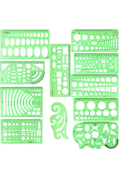 BetyBedy 11PCS Geometric Drawings Templates, Drafting Stencils Measuring Tool...