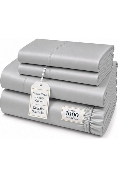 Chateau Cojusna مجموعة شراشف CHATEAU HOME COLLECTION مقاس كينج، قطن مصري 800 ...
