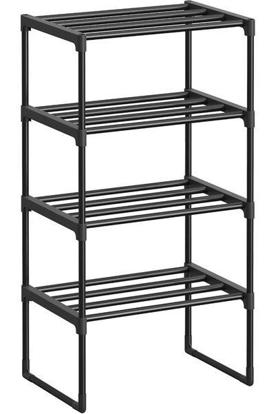 SONGMICS Shoe Rack 4 Tier Shoe Rack Metal Shoe Storage Shoe Organizer Upright...