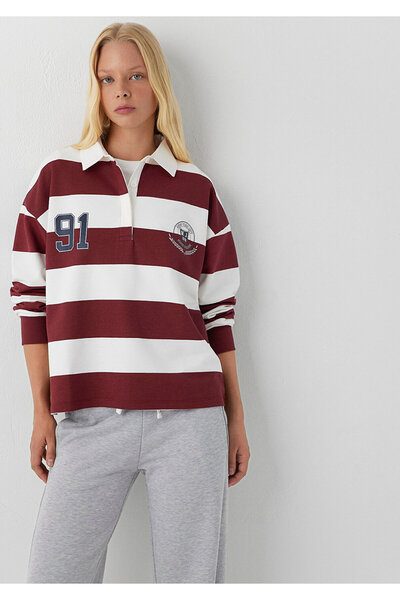 Mavi Baskılı Kırmızı Sweatshirt 1S20017-A6891