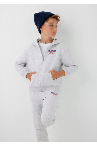 Mavi Kapüşonlu Gri Sweatshirt 6S10489-88467