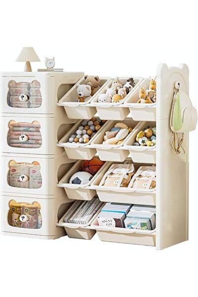 LinJie Kids Toy Storage Organizer,4 Tier Pull-Out Drawers Multipurpose Storag...