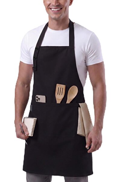 TOSHE Unisex Cotton Waterproof Bib 3 Adjustable Button Design Apron With Two ...