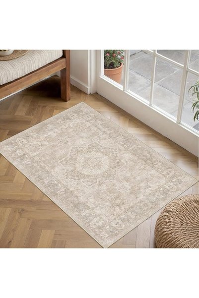 GENERAL PureCozy Vintage Living Room Rug 300x400cm Large Blue Washable Area Rugs Retro Non Slip Carpets Bedr