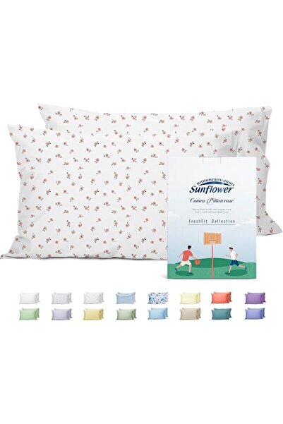 SUNFLOWER 100% Cotton Queen Pillow Case Set of 2, 200TC Bright White Pillowca...