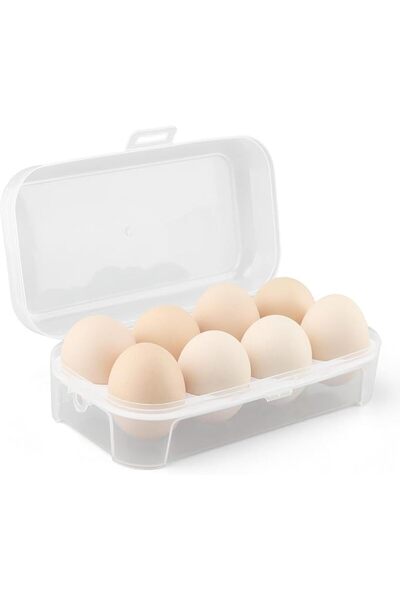 SYOSI Egg Holder Camping, 8-Grid Portable Egg Container with Lid, Clear Shock...
