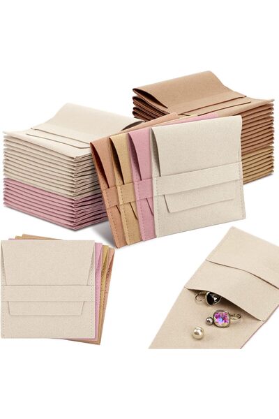 Generic 40 Pcs Microfiber Jewelry Pouch with Band 8 x 8 cm, Jewelry Packaging...