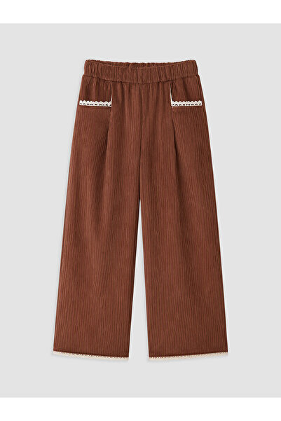 LC Waikiki Alita City Lcw Kids Brown Velvet Flat Standard & Regular Wide Leg ...
