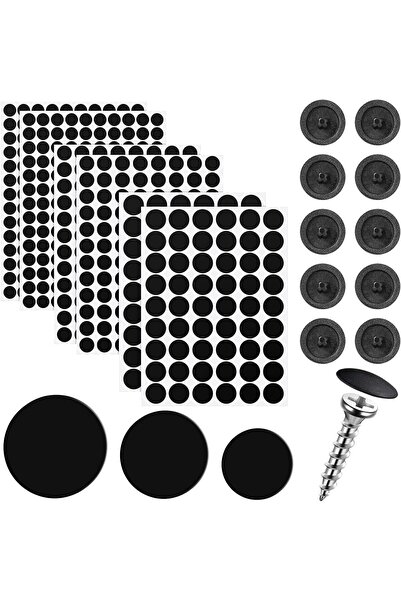 Generic Eersida 100 Pieces Black Plastic Round Screw Caps & 324 Pieces Self A...