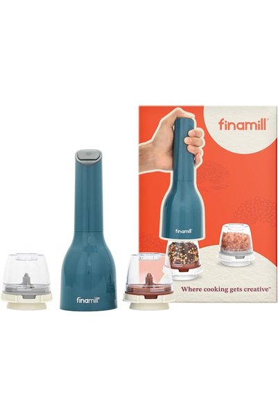 Finamill مجموعة مطاحن الملح والفلفل تعمل بالبطارية - قابلة للتعديل، مزودة بإض...