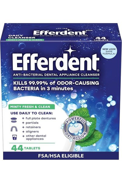 efferdent أقراص تنظيف المثبتات، أقراص تنظيف أطقم الأسنان للأجهزة السنية، تنظي...