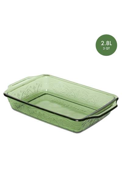 Anchor Hocking Laurel Embossed 3QT Bake Dish Transparent Glass Rectangular Ba...