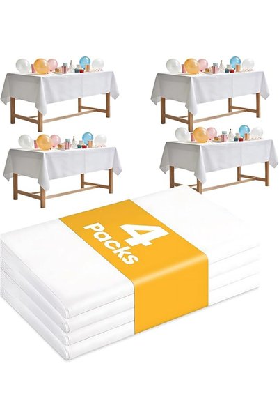 UANDME غطاء طاولة من Uand home، 4 قطع من مفارش الطاولة البلاستيكية البيضاء، م...