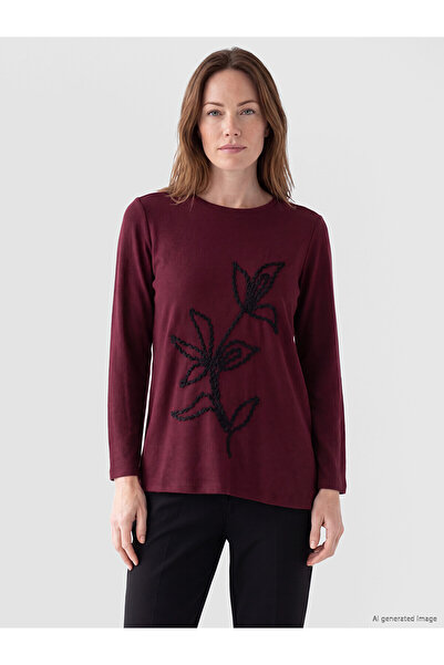 LC Waikiki Two Mt Shop Quality Lcw Grace Burgundy Embroidered Standard & Regu...