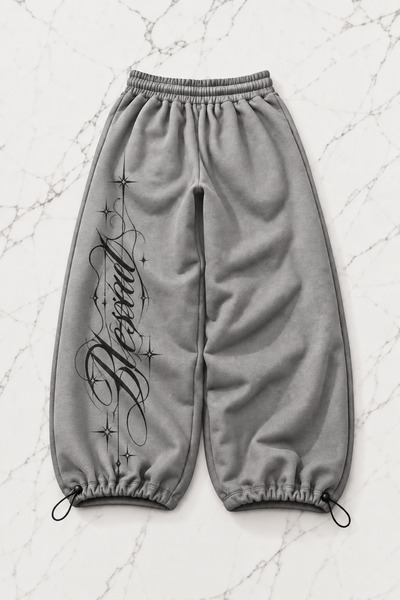 Gofeel Gray Blessed Detailed Baggy Unisex Sweatpants