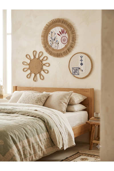 Düş Kapanı" (Dreamcatcher) Bohem 3 lü Hasır Duvar Süsü Seti - El Yapımı Etnik Duvar Dekoru Dekoratif Duvar Tabağı,Kapı Duvar Süsü ve Tablo Kombini