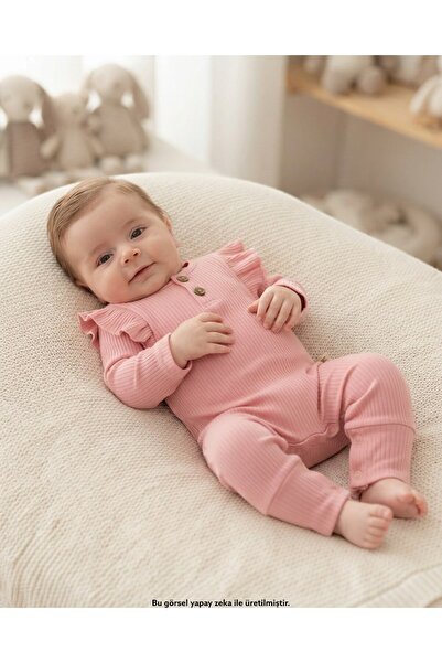 Egelite Baby Girl Ruffled Plain Romper with Snap Buttons at the Bottom, 100% ...