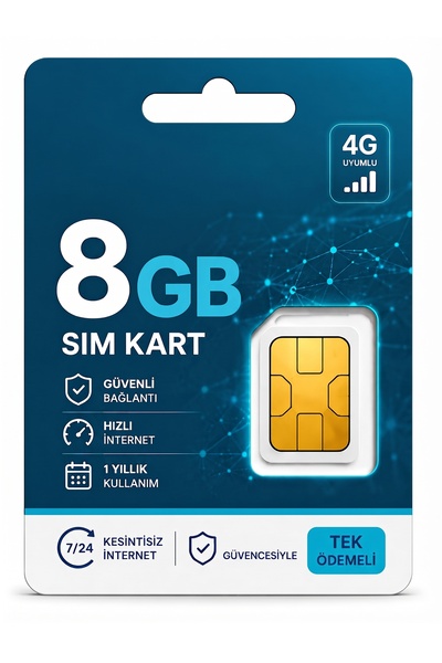 Opticam 4g Her Ay 8 gb Sim Kartı 96gb 1 Yıllık Tek Ödeme Data m2m Hattı Güven...