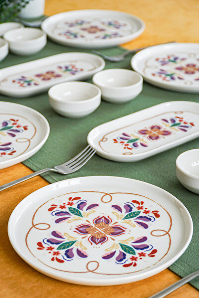 Heda Porselen Bengi 16 Piece Porcelain Breakfast Set for 6 People