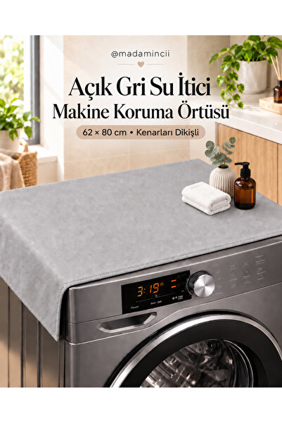 MADAMİNCİ Madamincii Krem Renk Çamaşır Makinesi Üstü Örtüsü 62x80 cm Su İtici...