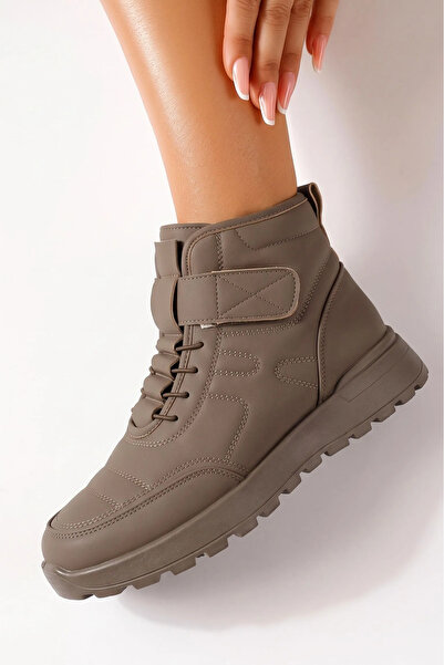 Zaira Ghete dama îmblanite khaki din piele ecologica Eloi #30542 - 41