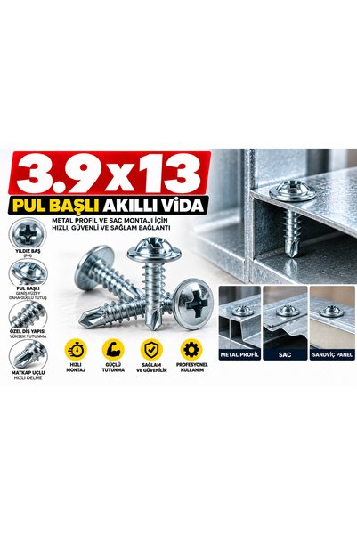 KC 3.9*13 RYSB PULBAŞLI AKILLI VİDA KOLİ ADEDİ 12.000 ADET