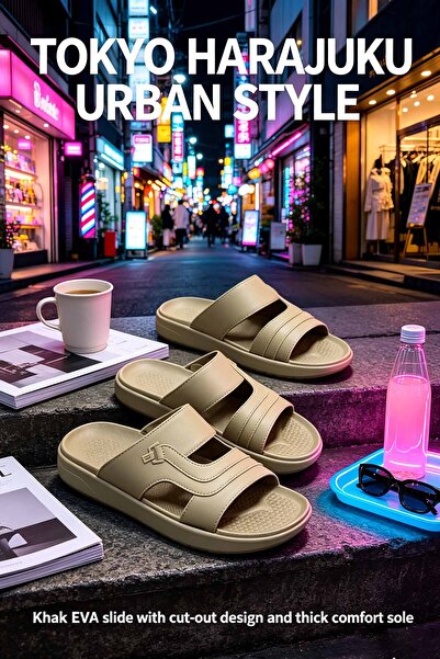 Glory One Mart شبشب رجالي مخيط بتصميم مفتوح من مادة EVA – نعل داخلي بنقاط تدل...