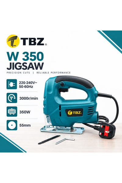 TBZ منشار كهربائي TB160 بقوة 350 واط وسرعة 3000 دورة في الدقيقة، قدرة قطع 55 مم للخشب والفولاذ والبي في سي مع مسطرة قياس