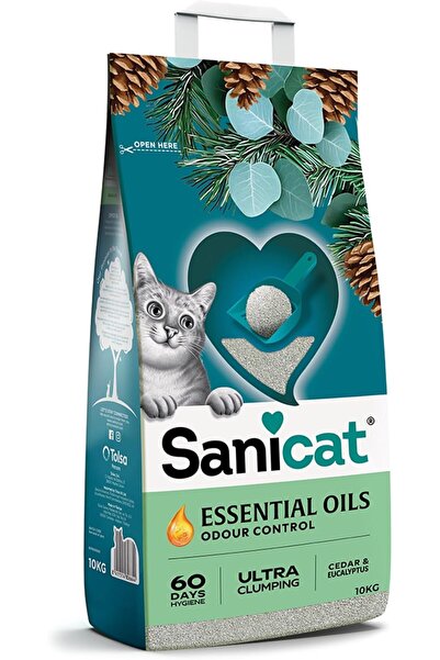 Sanicat Essential Oils Sedir Ve Okaliptus Kokulu Kedi Kumu 10 Kg