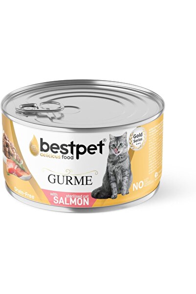 Bestpet Kısırlaştırılmış Gurme Kediler İçin, Tahılsız, Somon Parça Etli Yaş M...