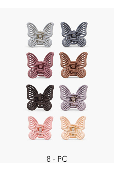 FAV Gloo Pack of 8 Butterfly Hair Clamp with Matte Finish