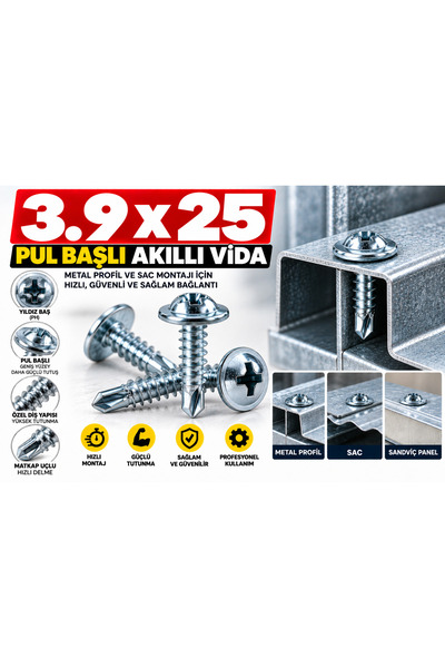 KC 3.9*25 RYSB PULBAŞLI AKILLI VİDA KOLİ 12.000 ADET
