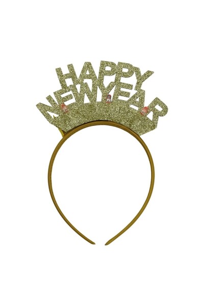 Rao Set of 2 Happy Newyear Headband/Hoop, Gilded Color, Standard Size,