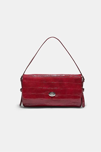 Stradivarius Maksi timsah deseni görünümlü omuz çantası