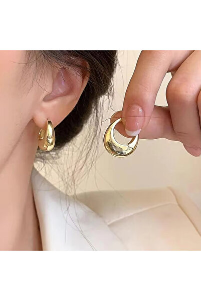 Choice C Stainless Steel Gold Color Geometric Design Twisted Square Hoop Earr...