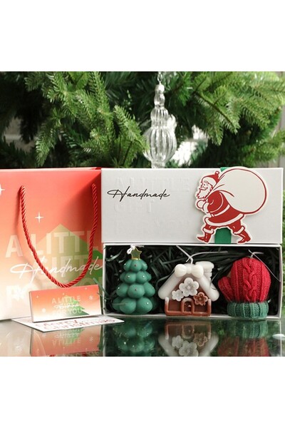 Rao Lumanari Parfumate de Craciun, GIFT BOX din 3 Lumanari din Ceara de Soia,...
