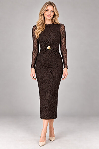 LAMİFUSTORE Rolland Glitter Halter Neck Dress