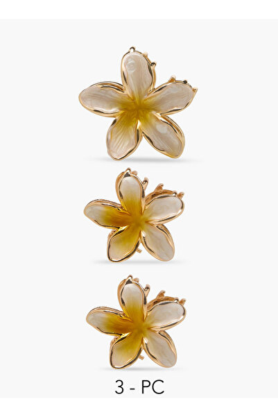 FAV Pack of 3 Floral Hair Clamp Enamel Finish