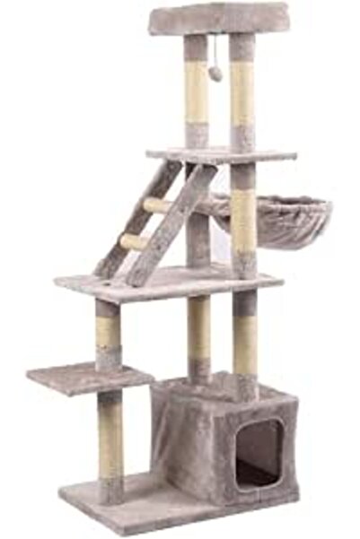 Tommy Multi-Storey Luxury Cat House 60X40X148 with Scratching Post Gray