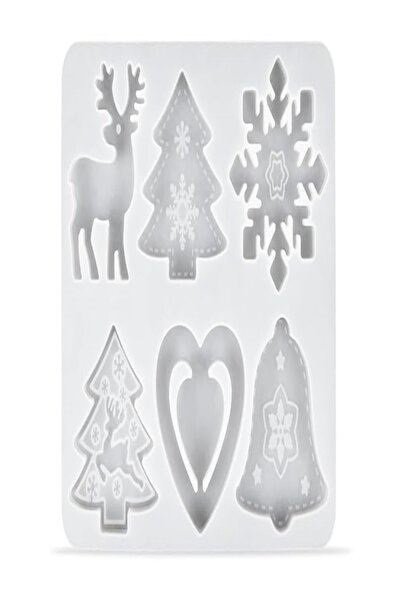 OEM Silicone mold, Cayway, 6 Christmas ornaments, white