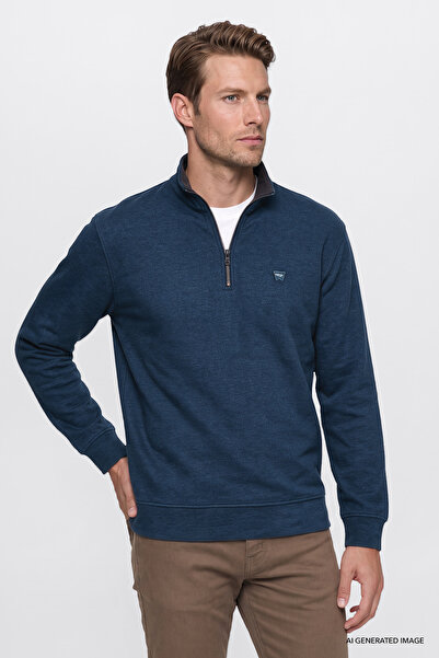 WRANGLER Pamuklu Selanik Regular Fit Normal Kesim Fermuarlı Dik Yaka Sweatshirt