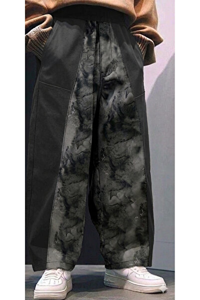 melongeneco Siyah keten baggy pantolon tasarım pantolon çapraz tasarım pantolon