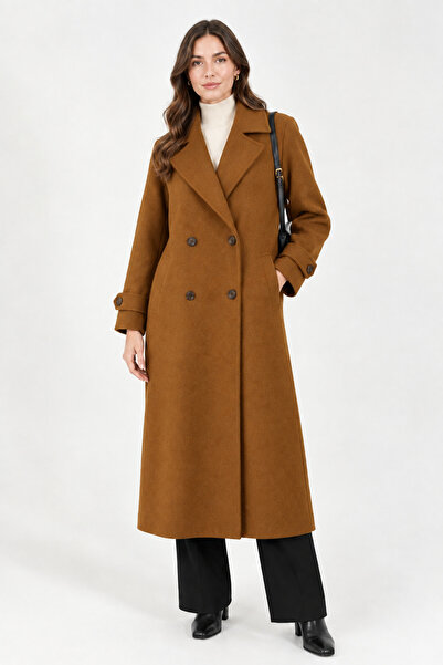 Meşe Moda Oversize Long Buttoned Cashmere Coat