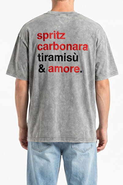 Respire Tricou Oversize Bărbați, Din Bumbac, Cu Aspect Vintage Spălat Acid Wa...