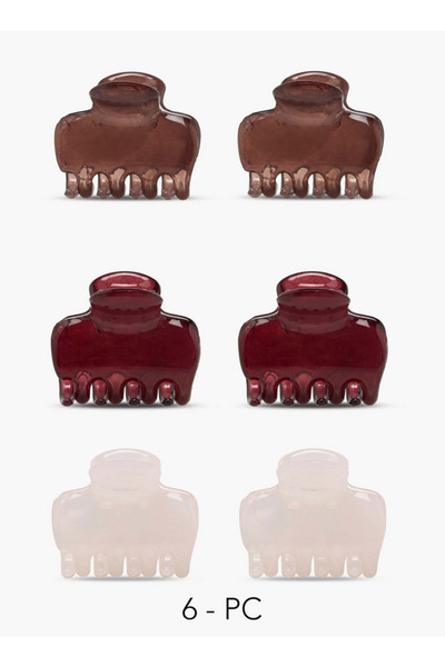 FAV Gloo Pack of 6 Curved Hair Clamp with Matte Finish