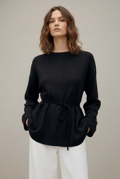 Loreen Kadın Minimal Örme Tunik – 20725TBLZ Siyah