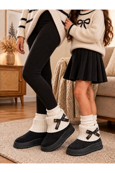 ALTUNTAŞ Knitwear Ankle Detail, Bow Decoration, Season Trend, Thick Sole Wome...
