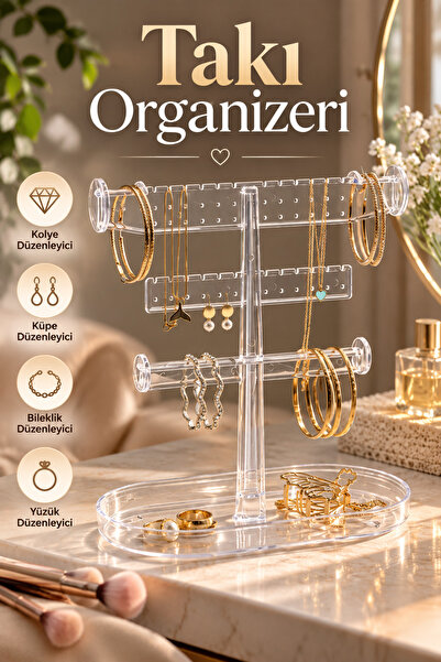 Makyaj Takı Düzenleyici Organizer Kolye Küpe Bileklik Yüzük Standı